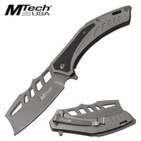 MTech USA MT-A1084GY Gray & Black Cleaver Spring Assisted Pocket Knife w/ G10 Inlay 3.5"
