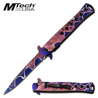 Mtech USA Timascus Rainbow /Purple & Black Spring Assisted Stiletto Knife 4" MT-A1088TM1
