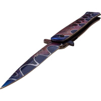 Mtech USA Timascus Rainbow /Purple & Black Spring Assisted Stiletto Knife 4" MT-A1088TM1