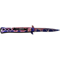 Mtech USA Timascus Rainbow /Purple & Black Spring Assisted Stiletto Knife 4" MT-A1088TM1