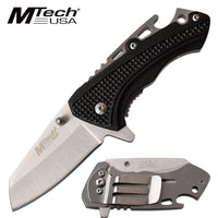 Mtech USA Miniature Spring Assisted Tactical Knife w Bottle Opener Silver & Black 2.25"
