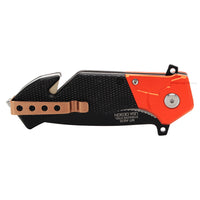 MTech USA EMS / EMT Spring Assisted Rescue Knife Black / Orange w G10 and Aluminum Scales 3.5"
