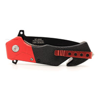 MTech USA Firefighter Spring Assisted Rescue Knife Black / Red w G10 and Aluminum Scales 3.5"
