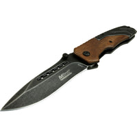 MTech Evolution Gray / Black Stonewash and Wooden Spring Assisted Tactical Knife 3.5" MTE-A004-WD
