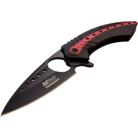 MTech Evolution MTE-A018-BR Black and Red Spring Assisted Tactical Knife with Thumb Ring 3.5"