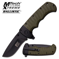 MTech USA Olive Drab Green Heavy Duty Spring Assisted Bowie Knife 4"
