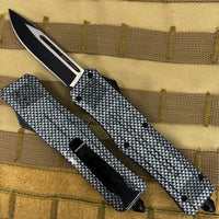 FPSTACTICAL Cinder OTF Knife Black Silver w Carbon Fiber Handle 3.5"