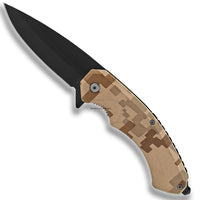 Pacific Solutions Desert Digital Camouflage Spring Assisted Knife Black / Brown / Tan 3.75"
