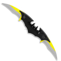 Pacific Solutions Bat Wing Double Bladed Spring Assisted Knife Black Silver & Yellow Dual 3"
