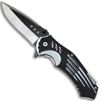 Pacific Solutions Grip Tech Black and Silver Spring Assisted Knife 3.75"