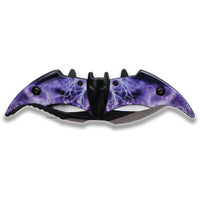 Pacific Solutions Dual Blade Bat Wing Purple Rain Spring Assisted Knife Black and Silver 4.5"
