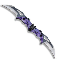 Pacific Solutions Dual Blade Bat Wing Purple Rain Spring Assisted Knife Black and Silver 4.5"
