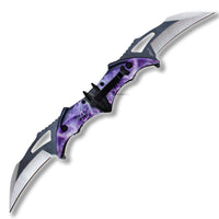 Pacific Solutions Dual Blade Bat Wing Purple Rain Spring Assisted Knife Black and Silver 4.5"
