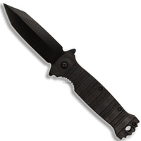 Pacific Solutions Groove Molded Enhanced Grip Spear Point Black Spring Assisted Knife 3.75"
