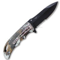 Pacific Solutions KS3129SN Compact Snowblind Wooded Camouflage Black Spring Assisted Knife 3"
