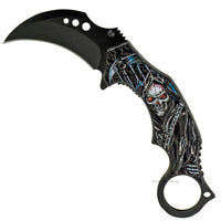Pacific Solutions KS6157-2 Karambit Spring Assisted Knife w 3D Grim Reaper ABS Scales Black 2.75"
