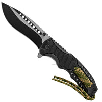 Pacific Solutions Spring Assisted Knife w Forest Digital Camouflage Paracord Black & Green 4"
