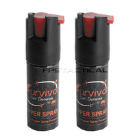 Quantity 2x Survivor Pepper Spray Self Defense / Protection Keychains w Leather Cases USA Made Black
