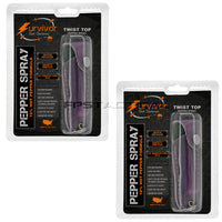 Quantity 2x Survivor Pepper Spray Self Defense / Protection Keychains w Purple Leather Cases USA Made
