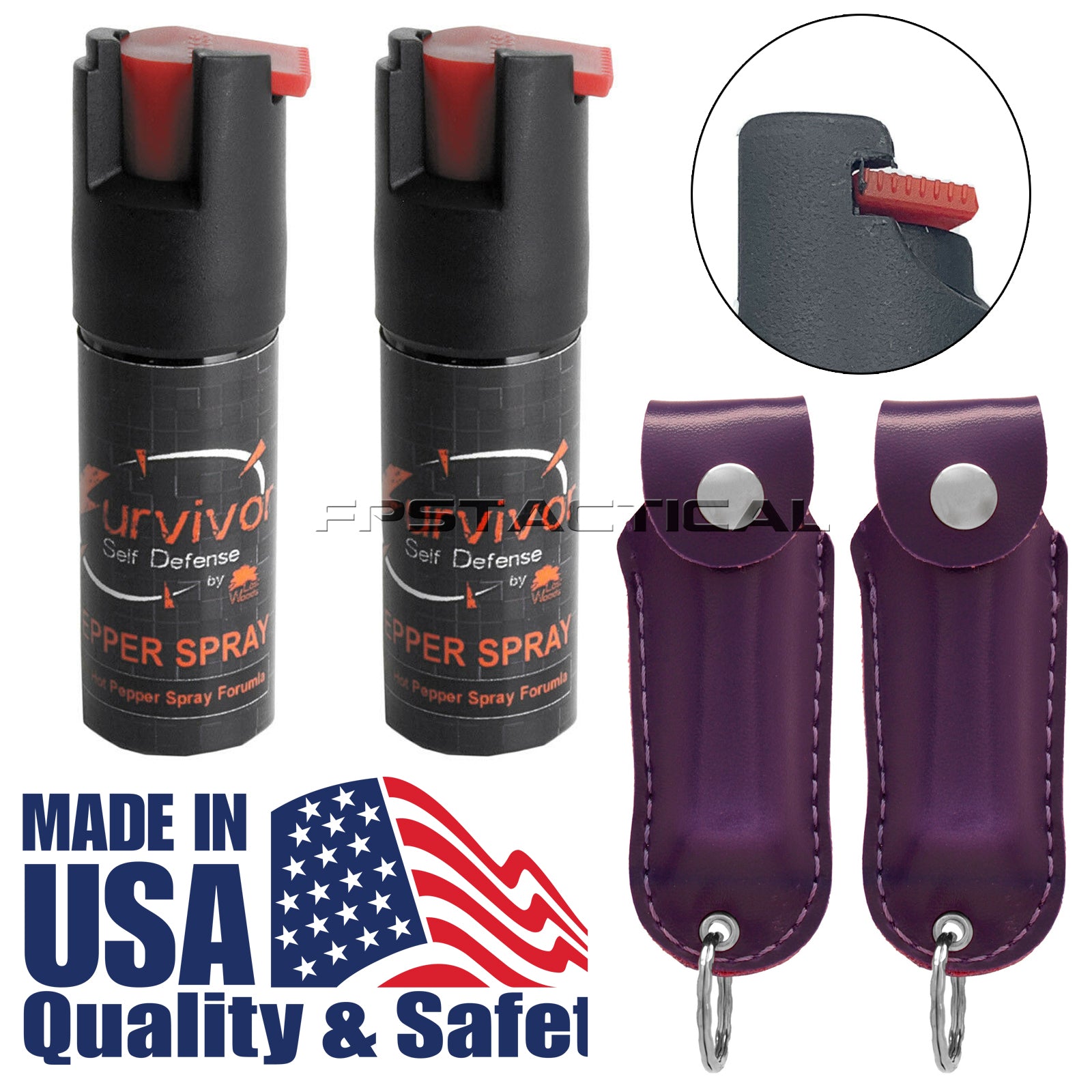 Quantity 2x Survivor Pepper Spray Self Defense / Protection Keychains