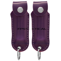 Quantity 2x Survivor Pepper Spray Self Defense / Protection Keychains w Purple Leather Cases USA Made
