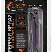 Survivor Pepper Spray Self Defense / Protection Keychain w Purple Leather Case USA Made