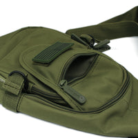 East West USA Olive Drab Green Tactical Military Sling Backpack w Removable USA Flag Patch
