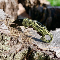 Falcon Black & Green Snakeskin Karambit Spring Assisted Knife with ABS Scales 2.5"