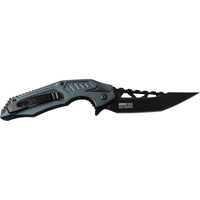 Tac-Force Blue & Black Trailing Point Spring Assisted Fishing & Hunting Knife 4"