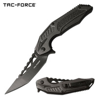 Tac-Force Pewter / Grey & Black Trailing Point Spring Assisted Fishing & Hunting Knife 4"