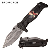 Tac-Force USA Punisher Skull Spring Assisted Tactical Knife w Stonewash Blade & G10 Scales Black / Red / White / Blue 3.5"
