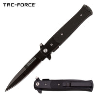 Tac-Force TF-428G10 Milano Spring Assisted Stiletto Pocket Knife Black with G10 Scales 3.75"