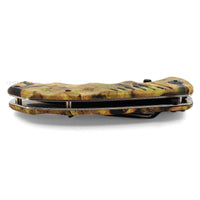 Tac-Force Spring Assisted Hunter Knife Black w Forest Camouflage and Grooved / Contour Grip 3.5"
