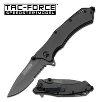 Tac-Force Titanium Coated Spring Assisted Serrated Combination EDC Knife Gunmetal & Black 3.5"