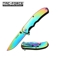 Tac-Force Compact Rainbow Iridescent Pearl Spring Assisted Knife 3"
