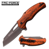Tac-Force Silver and Cherry Wood Titanium Coated Spring Assisted Cleaver Knife 3.5"