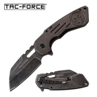 Tac-Force Black / Grey Skull Stonewashed Spring Assisted EDC Sheepsfoot Knife 3.5"
