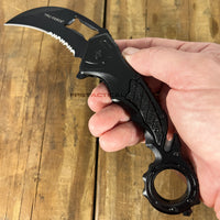 Tac-Force Black Karambit Spring Assisted Tactical Rescue Knife w Seat Belt Cutter & Bottle Opener 3"
