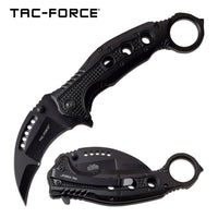 Tac-Force OD Matte Black Karambit Spring Assisted Tactical Knife w Glass Breaker 3"