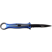 Tac-Force 10" Blue and Black Stiletto Spring Assisted Knife with Retention / Thumb Ring 4.25" Blade