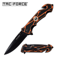 Tac-Force EMS / EMT Spring Assisted Textured Rescue Knife Orange & Black 3.5"
