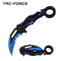 Tac-Force Police Blue & Black Karambit Spring Assisted Tactical Rescue Knife w Seat Belt Cutter 3"
