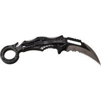 Tac-Force Black and Gray Karambit Spring Assisted Tactical Rescue Knife w Seat Belt Cutter 3"