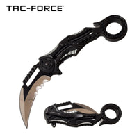 Tac-Force Black and Gray Karambit Spring Assisted Tactical Rescue Knife w Seat Belt Cutter 3"