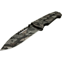 Tac-Force Evolution Heavy Duty Black / Grey / Tan Stonewashed Forest Camouflage Spring Assisted Tactical Knife 4"
