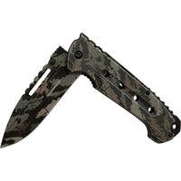 Tac-Force Evolution Heavy Duty Black / Grey / Tan Stonewashed Forest Camouflage Spring Assisted Tactical Knife 4"
