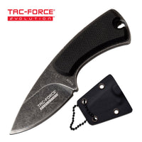 Tac-Force Evolution Black / Gray Stonewash Miniature Full Tang Fixed Blade Knife w Necklace Sheath 1.75"
