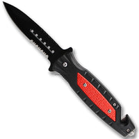 Pacific Solutions Ultimate Survival Spring Assisted Knife Black & Red 3.5"
