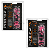 Quantity 2x Survivor Pepper Spray Self Defense / Protection Keychains w Pink Zebra Leather Cases USA Made