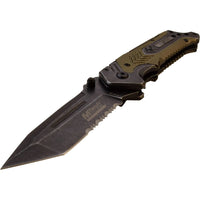 MTech Evolution Gray / Black Stonewash and Olive Drab Green Spring Assisted Tactical Knife 3.5" MTE-A026-GN